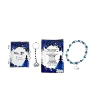 Set de 30 Recuerdos XV Años Azul Royal – Princesa y Elegancia en Cada Detalle