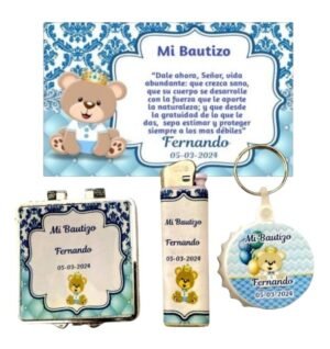 Set de 30 Recuerdos para Bautizo Niño – Osito Azul