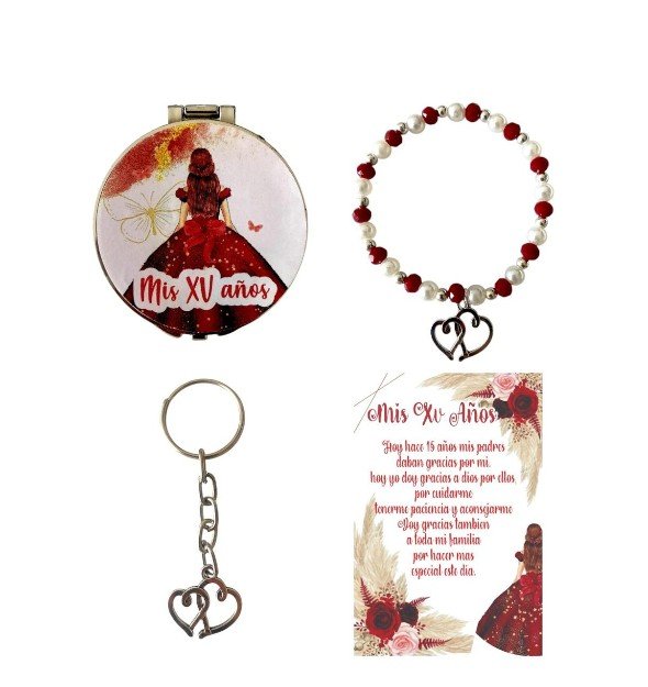 Set de 30 Recuerdos para XV Años – Diseño Elegante en Rojo
