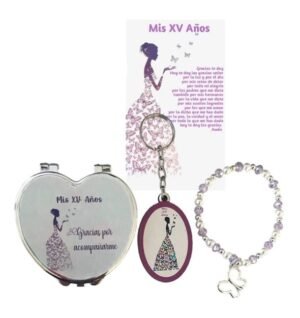 Set de 30 Recuerdos para XV Años – Elegancia Mariposa en Lila y Plata