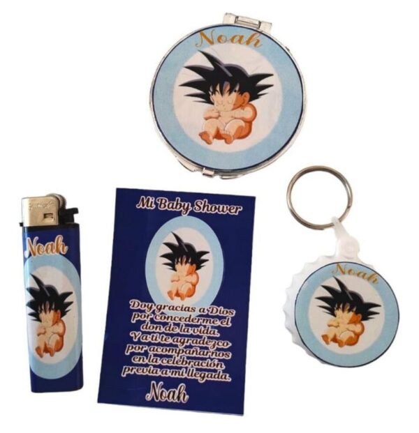 Set de 30 Recuerdos para Baby Shower Niño – Gokú Bebé Personalizado con Nombre