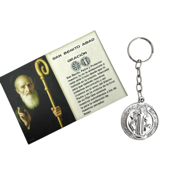 Llavero Medalla de San Benito con Oración – Protección y Fe Siempre Contigo. Set 10 piezas.