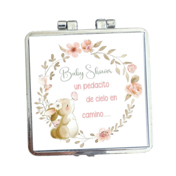 Espejo Baby Shower Conejita – Recuerdo Dulce. Set 10 piezas.