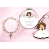 vistas de detalle de Set de 30 Recuerdos Confirmación Niña – Llaverito, Pulsera y Espejo con Mensaje.