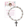 Pulsera Recuerdo de Primera Comunión para Niña con Tarjeta y Dije Religioso. Set 10 piezas.