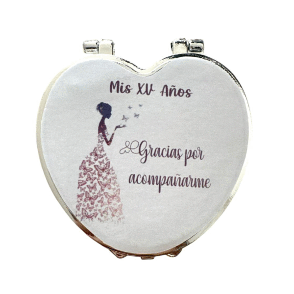 Espejo de Bolsillo para XV Años – “Gracias por Acompañarme”. Set 10 piezas.