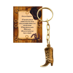 Llavero Bota Vaquera Dorada con Tarjeta de Agradecimiento. Set 10 piezas