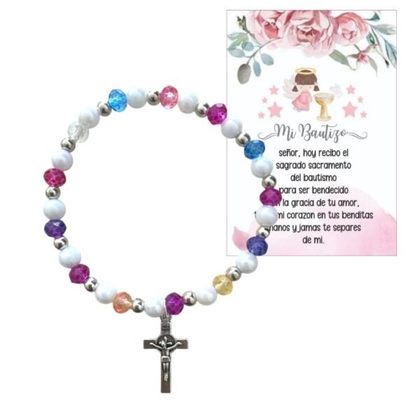 Pulsera Recuerdo de Bautizo – Bendición y Color para un Día Inolvidable. Set 10 piezas.
