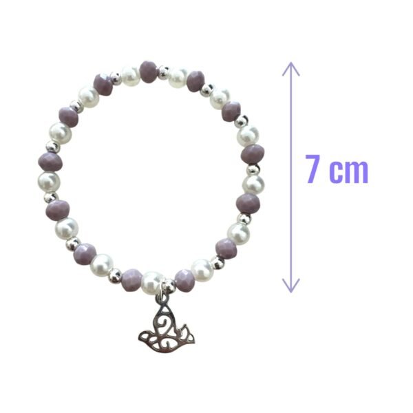 tamaño de Pulsera de Bautizo con Dije de Paloma – Recuerdo Tierno y Colorido para tu Evento Especial. Set 10 piezas.