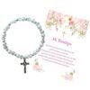 Pulsera de Bautizo Perlas Blancas con Cruz – Recuerdo Elegante y Espiritual para tu Evento. Set 10 piezas.