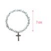 tamaño de Pulsera de Bautizo Perlas Blancas con Cruz – Recuerdo Elegante y Espiritual para tu Evento. Set 10 piezas.