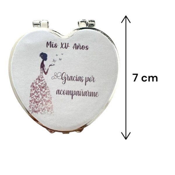 tamaño de Espejo de Bolsillo para XV Años – “Gracias por Acompañarme”. Set 10 piezas.