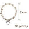 tamaño Pulsera Recuerdo de Boda con Dije de Corazón – Un Detalle que Conquista. Set 10 Piezas.