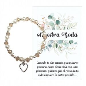 Pulsera Recuerdo de Boda con Dije de Corazón – Un Detalle que Conquista. Set 10 Piezas.
