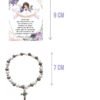 medidas de Pulsera lila Recuerdo de Primera Comunión con Dije de Cruz