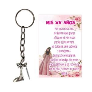 Llavero de Quinceañera con Tarjeta de Agradecimiento – Detalle Especial para Tus XV Años. Set 10 piezas.