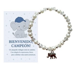 Pulsera Recuerdo Baby Shower Niño – ¡Bienvenido Campeón!. Set 10 piezas.