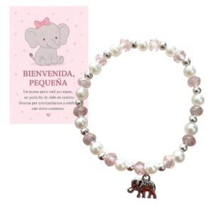 Pulsera Recuerdo Baby Shower Niña – Bienvenida, Pequeña. Set 10 piezas.