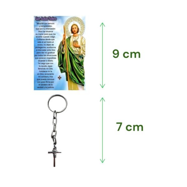 tamaño de Llavero Religioso de San Judas Tadeo con Cruz. Set 10 piezas.