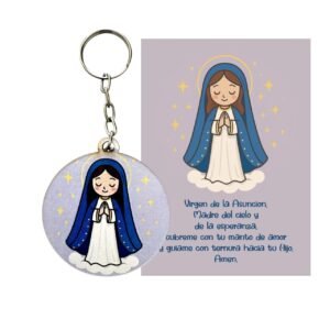 Llavero Virgen de la Asunción con Oración. Set 10 piezas.