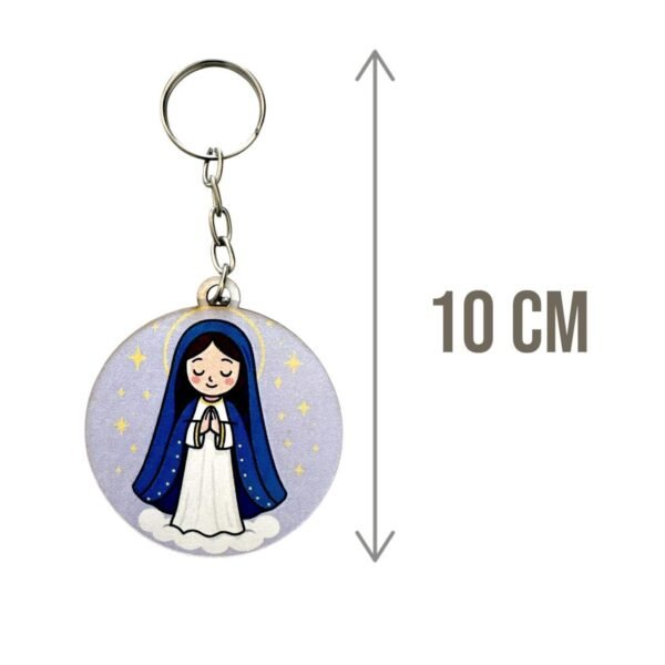 tamaño de Llavero Virgen de la Asunción con Oración. Set 10 piezas.