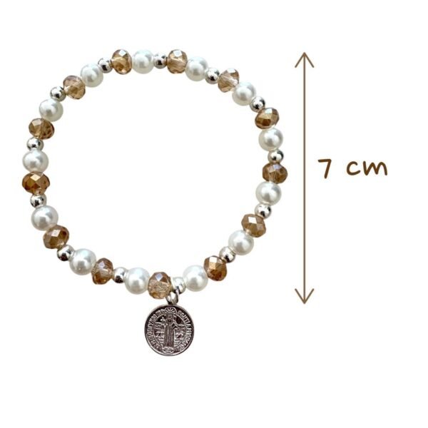 tamaño de Pulsera con Medalla de San Benito y Tarjeta de Despedida. Set 10 piezas.