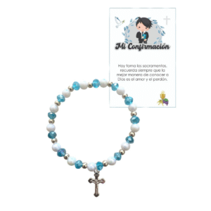 Pulsera de Confirmación para Niño – Recuerdo con Cruz y Mensaje de Fe. Set 10 piezas.