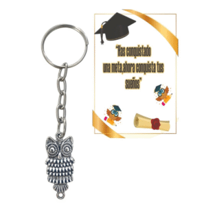 Llavero de Búho para Graduación – Recuerdo con Mensaje Motivador. Set 10 piezas.
