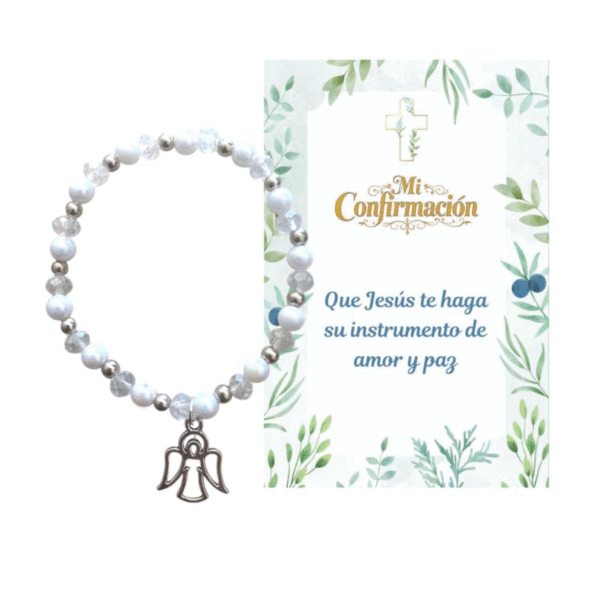 Pulsera Recuerdo de Confirmación – Ángel de Paz y Fe. Set 10 piezas.